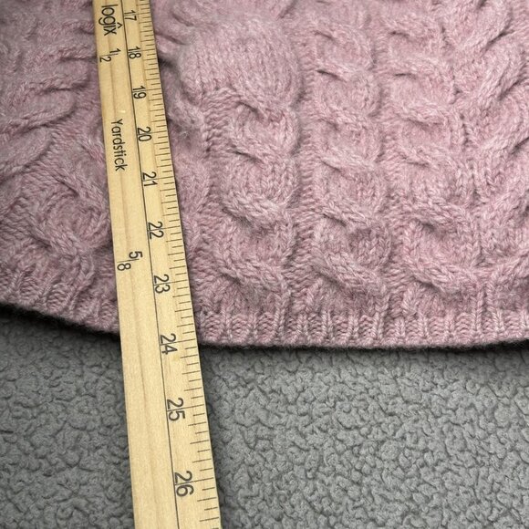 Aran Woollen Mills Sweater Womens Large Pink Merino Cable Knit Cardigan Ireland - Picture 13 of 13